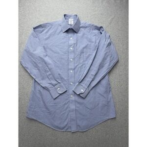 Brooks Brothers Dress Shirt Mens 16 34/35 Blue Gingham Regent Non Iron Supima